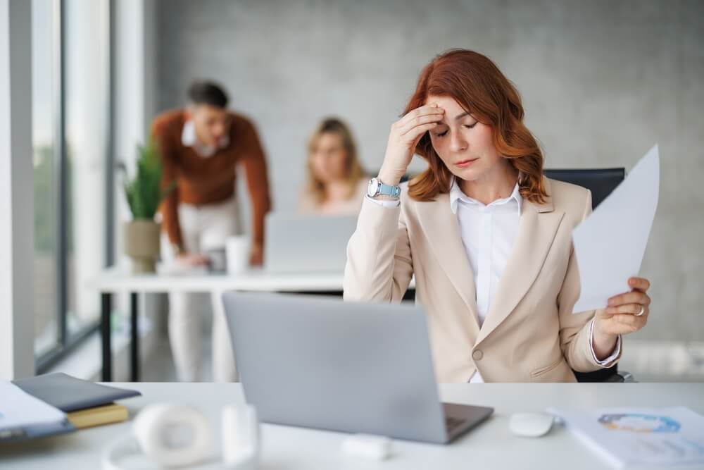 medical assistant getting tired from overburden of work
