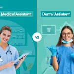 comparison image showing medical assistant vs dental assistant