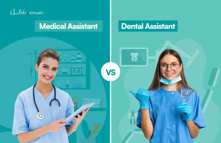 comparison image showing medical assistant vs dental assistant