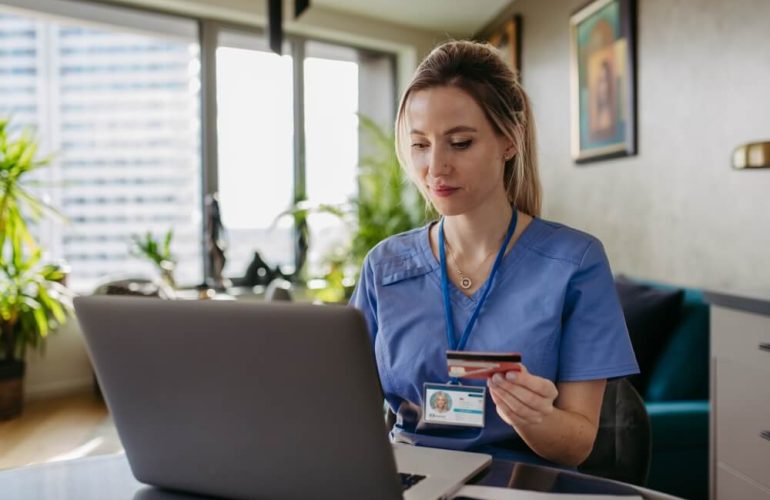 family nurse practitioner helping patient online