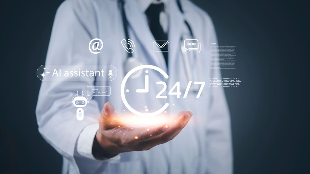 Remote medical scribe representing technology to document live telehealth patient consultation