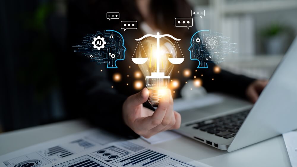 illustration Virtual legal assistant managing client emails and follow-ups to improve responsiveness and service quality.