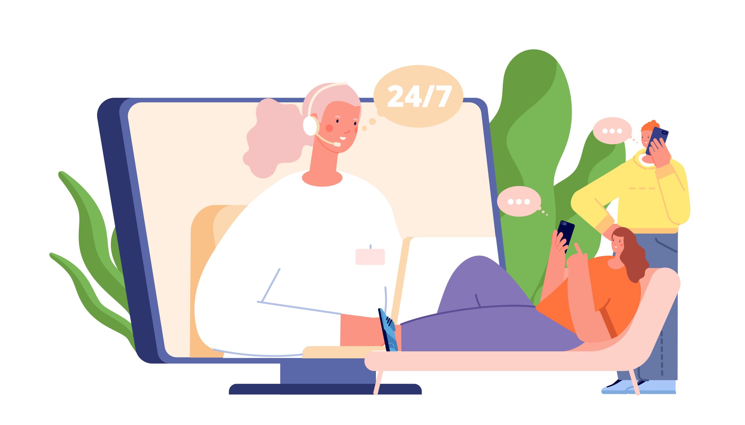 Happy chiropractic patient receiving seamless communication and care support by virtual chiropractic assistant