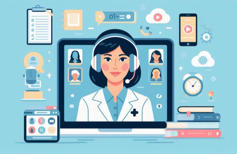 illustration Healthcare team benefiting from virtual billing assistant with improved revenue and reduced workload