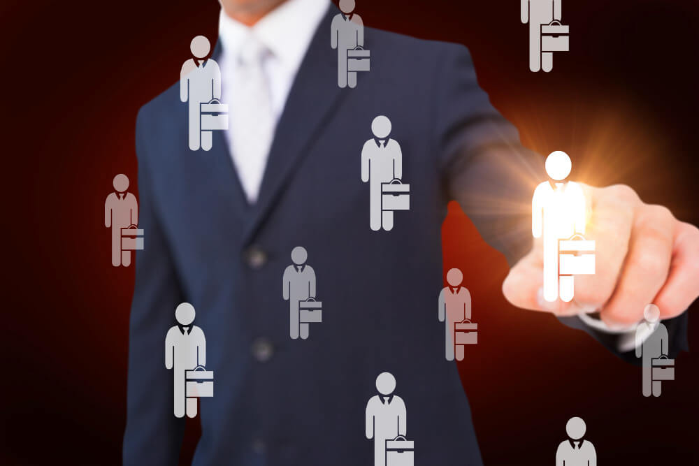 illustartion of a job recruiter acting as headhunter to connect talent with jobs
