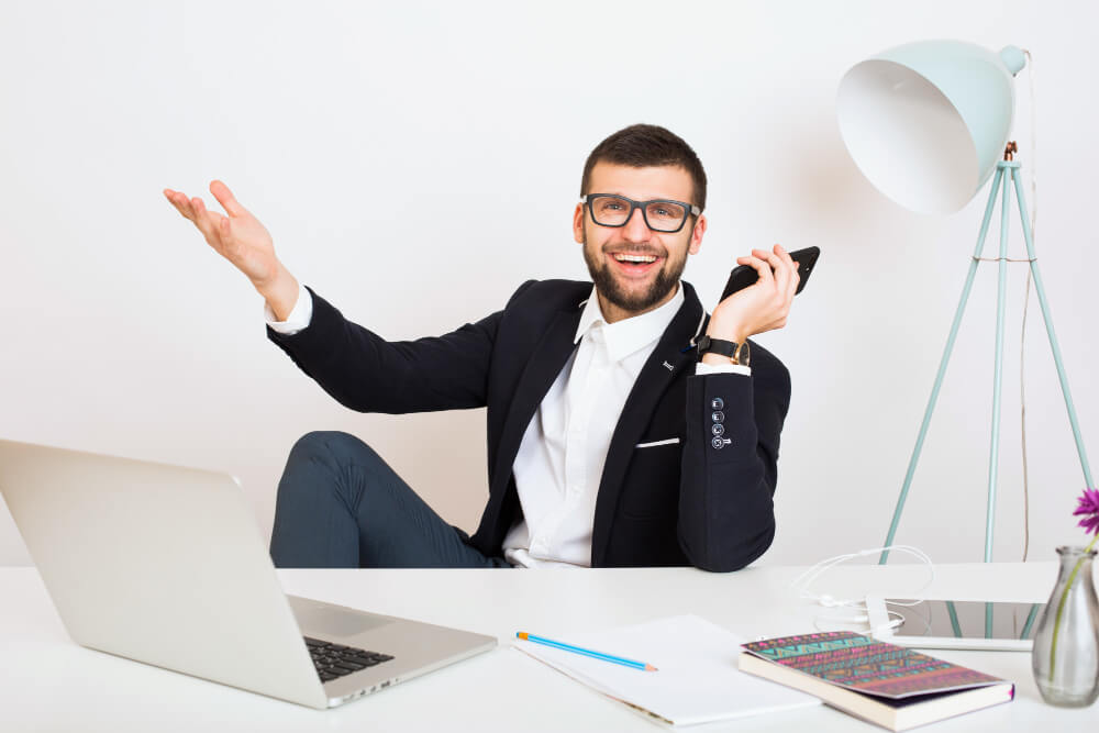 Happy remote worker enjoying balanced work life after avoiding burnout