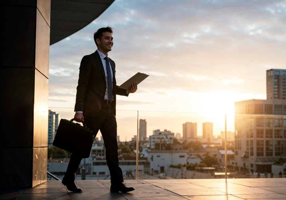 Happy candidate receiving job offer after working with staffing agency