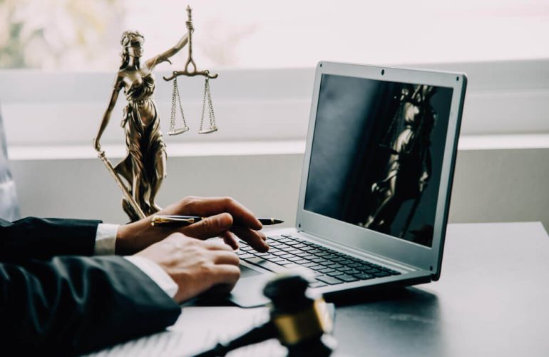 Virtual legal assistant supporting a law firm with remote legal services and digital workflow