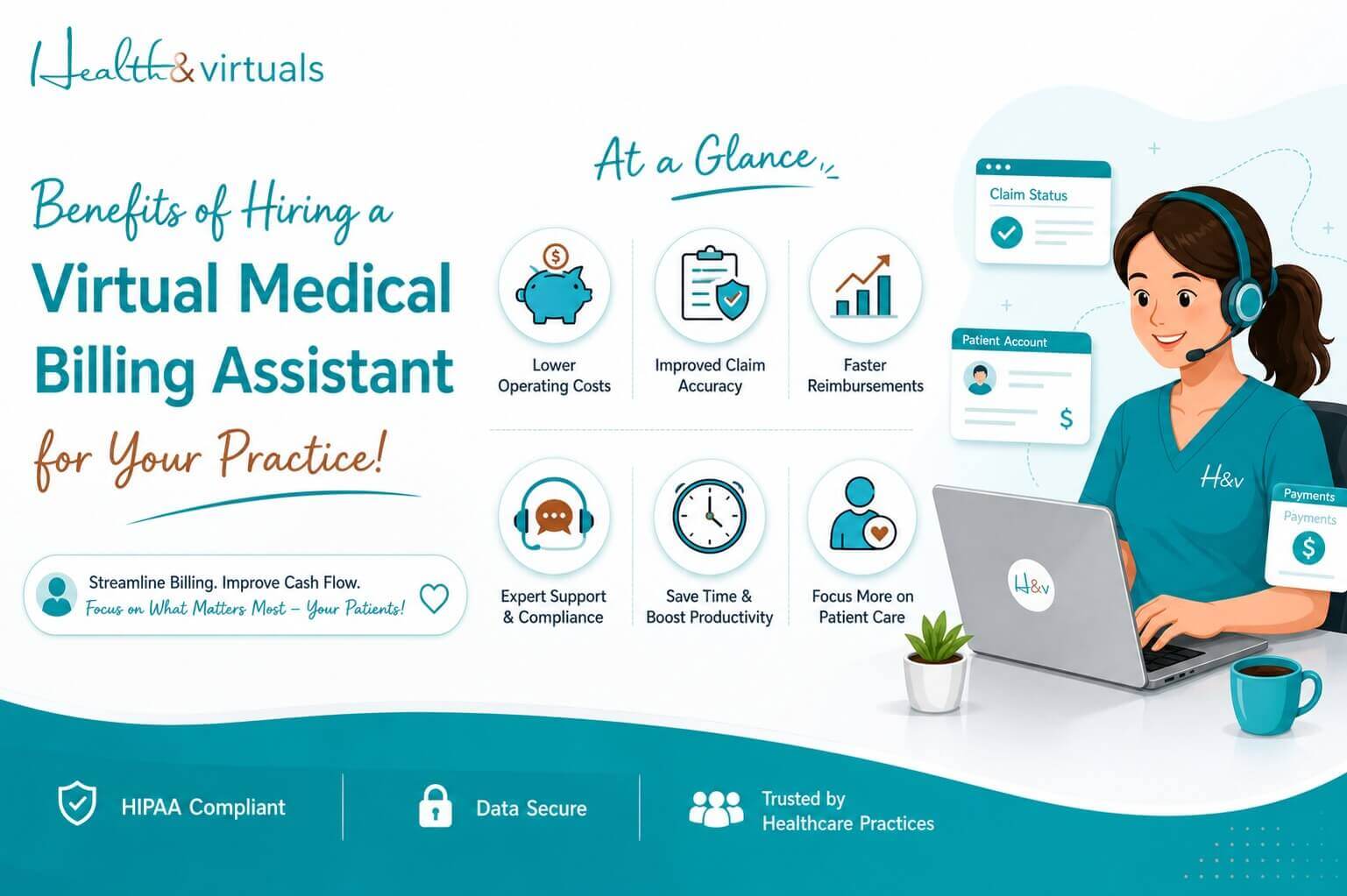 illustration of Benefits of Hiring a Virtual Medical Billing Assistant for Your Practice!