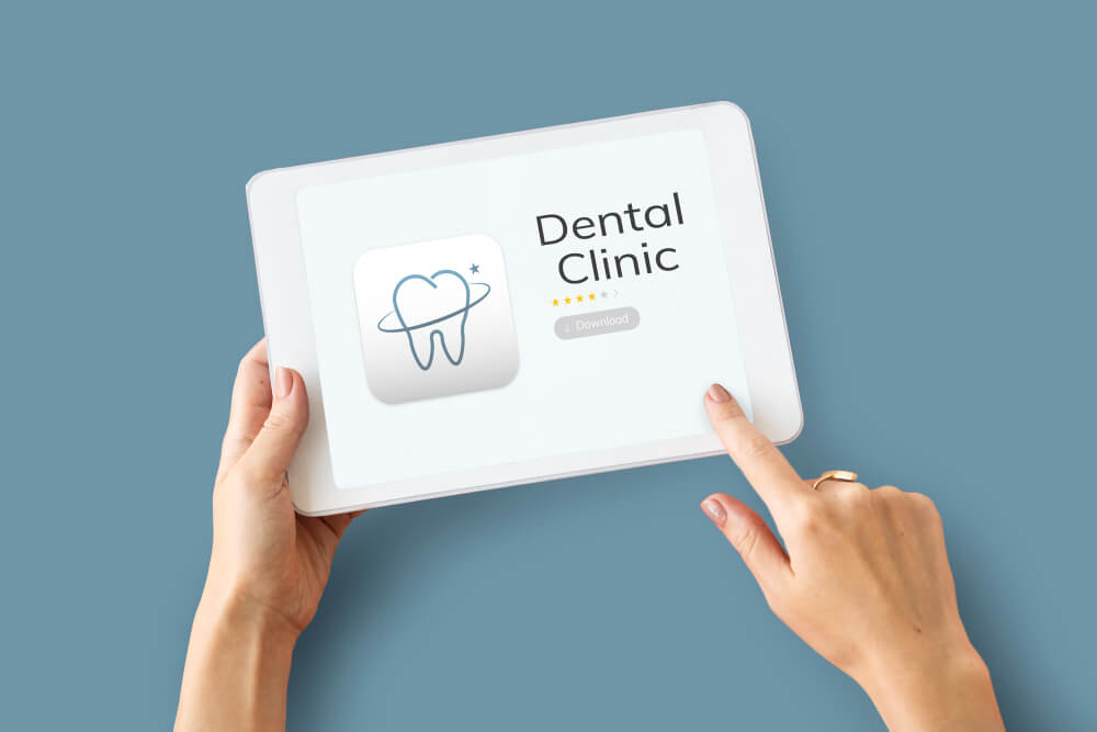 illustration of Remote dental professional answering patient calls and managing inquiries