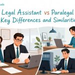 Legal assistant and paralegal working in a modern law office
