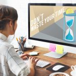 illustration image showing computer, watch, calendar, showing importance of remote working time management